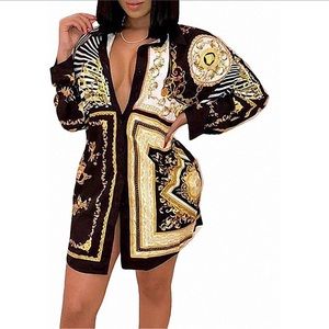 Printed Button down shirt dress